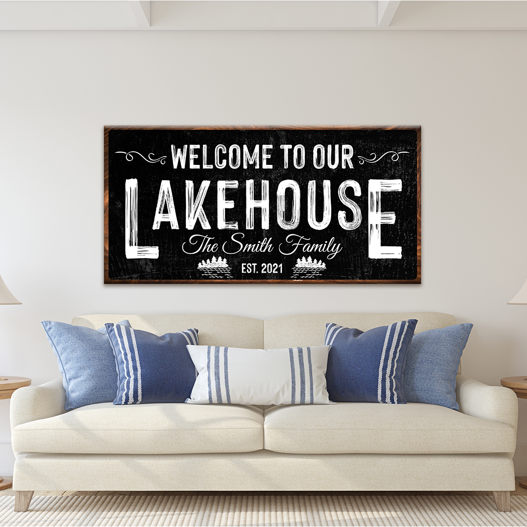 Welcome To Our Lakehouse Canvas Wall Art