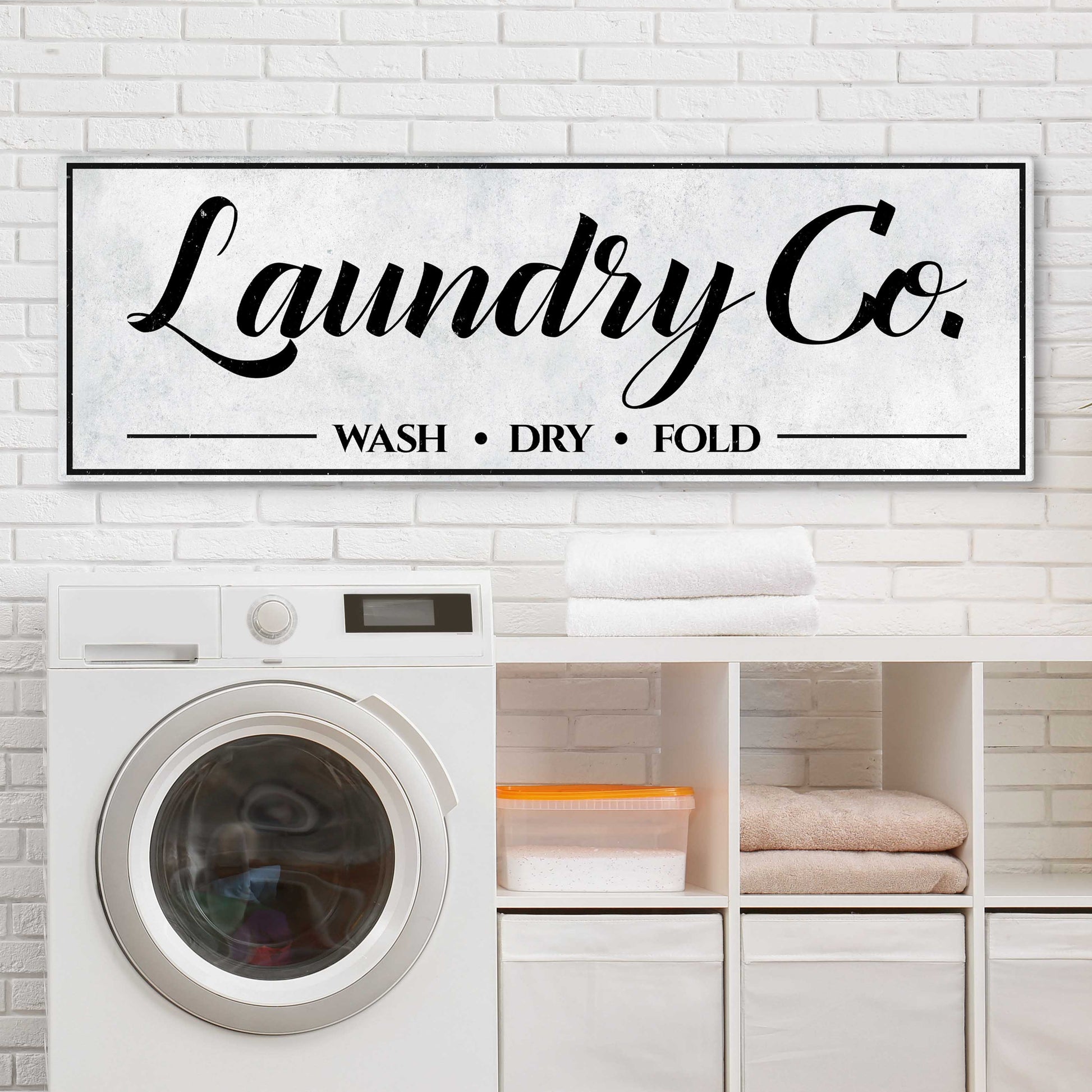 Laundry Co Wash Dry Fold canvas wall art sign