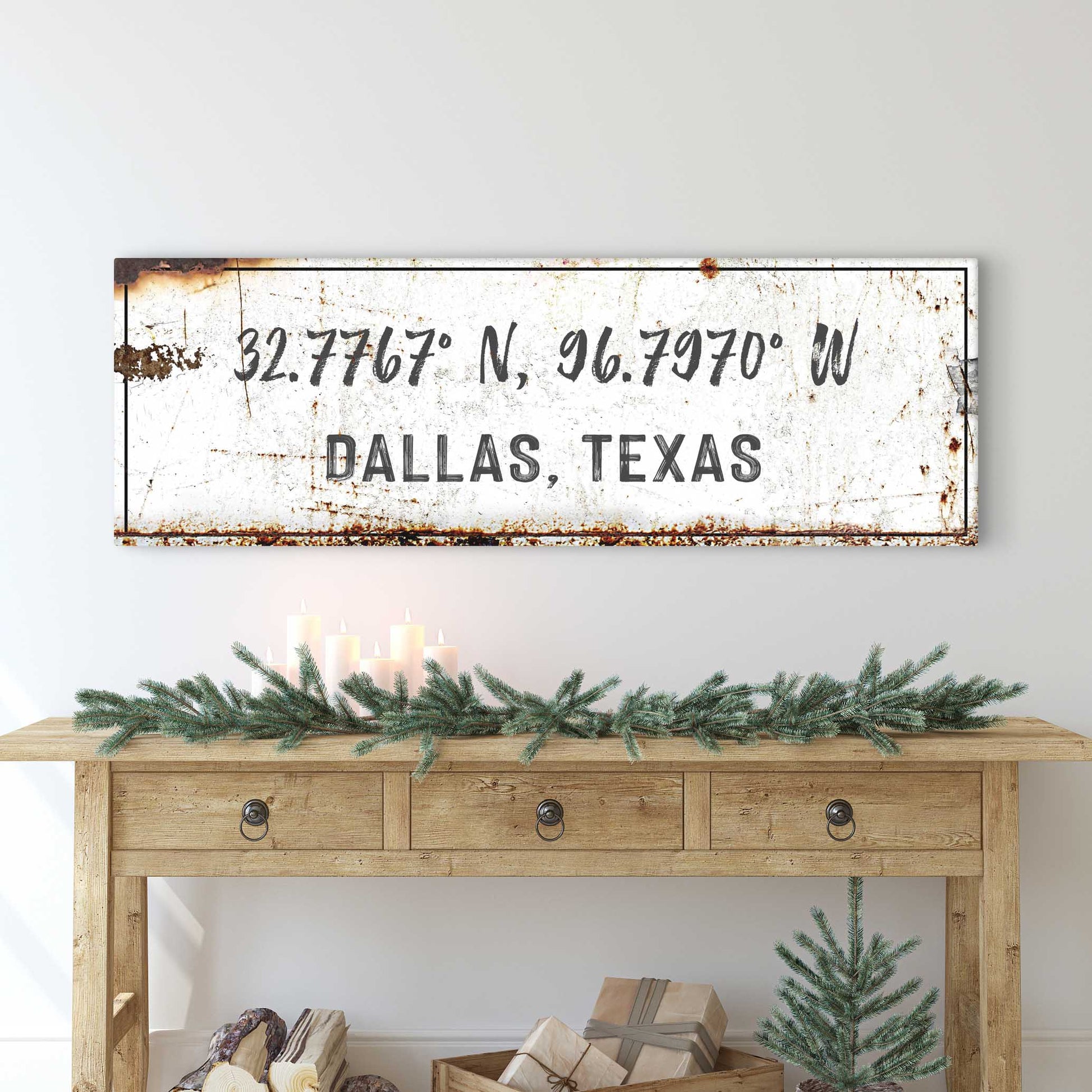Personalized home coordinates canvas sign with custom latitude and longitude