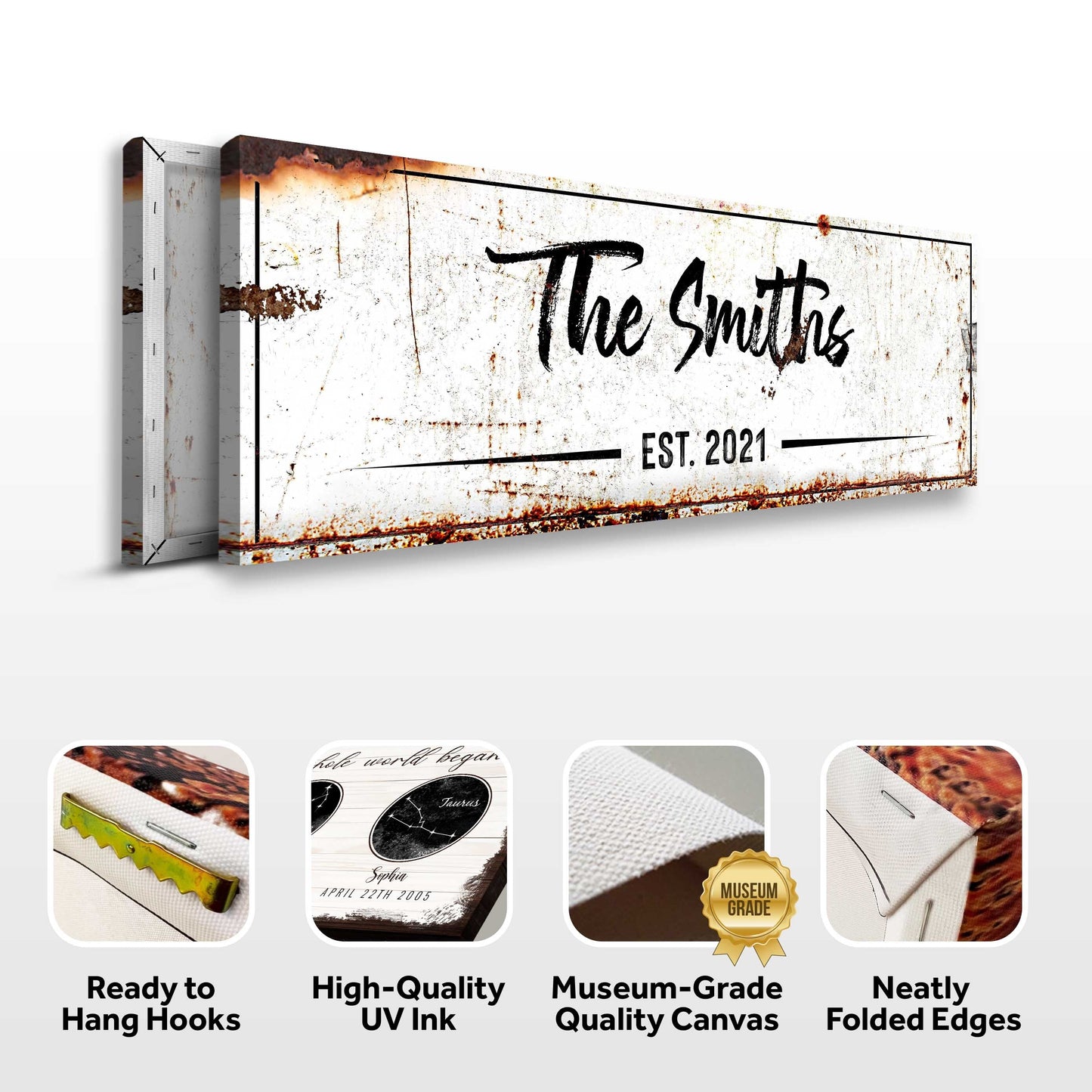 Family Rustic Name Canvas Wall Art