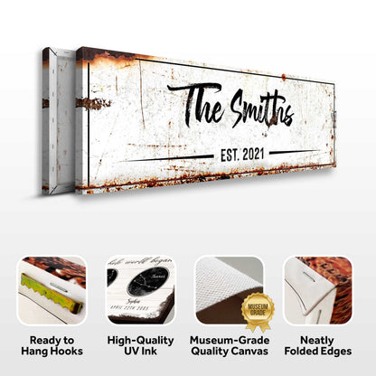 Family Rustic Name Canvas Wall Art