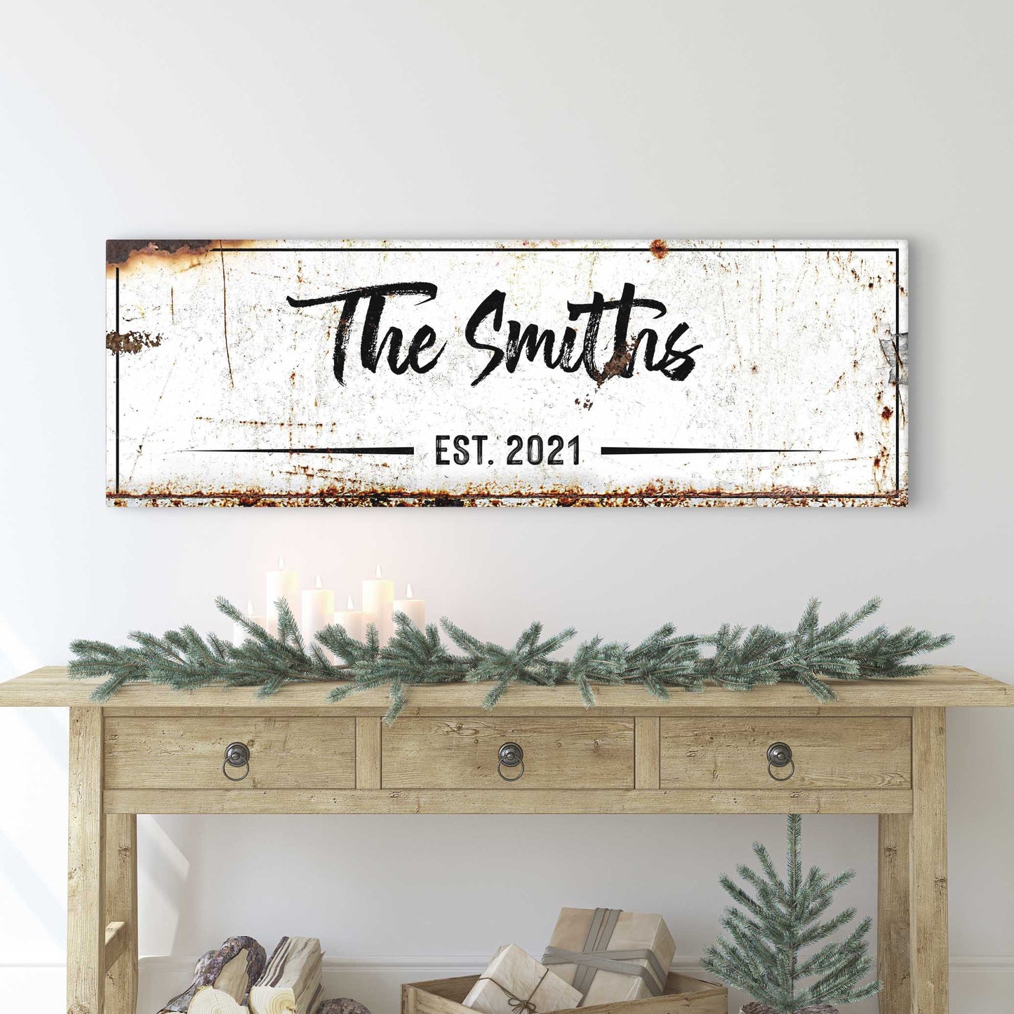 Family Rustic Name Canvas Wall Art