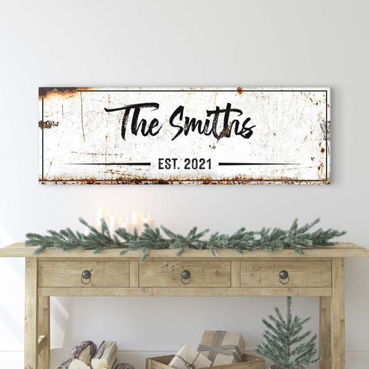 Family Rustic Name Canvas Wall Art
