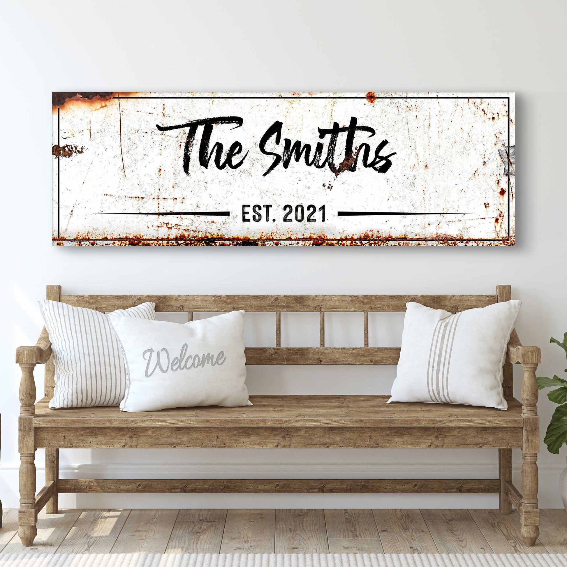 Family rustic name canvas wall art sign