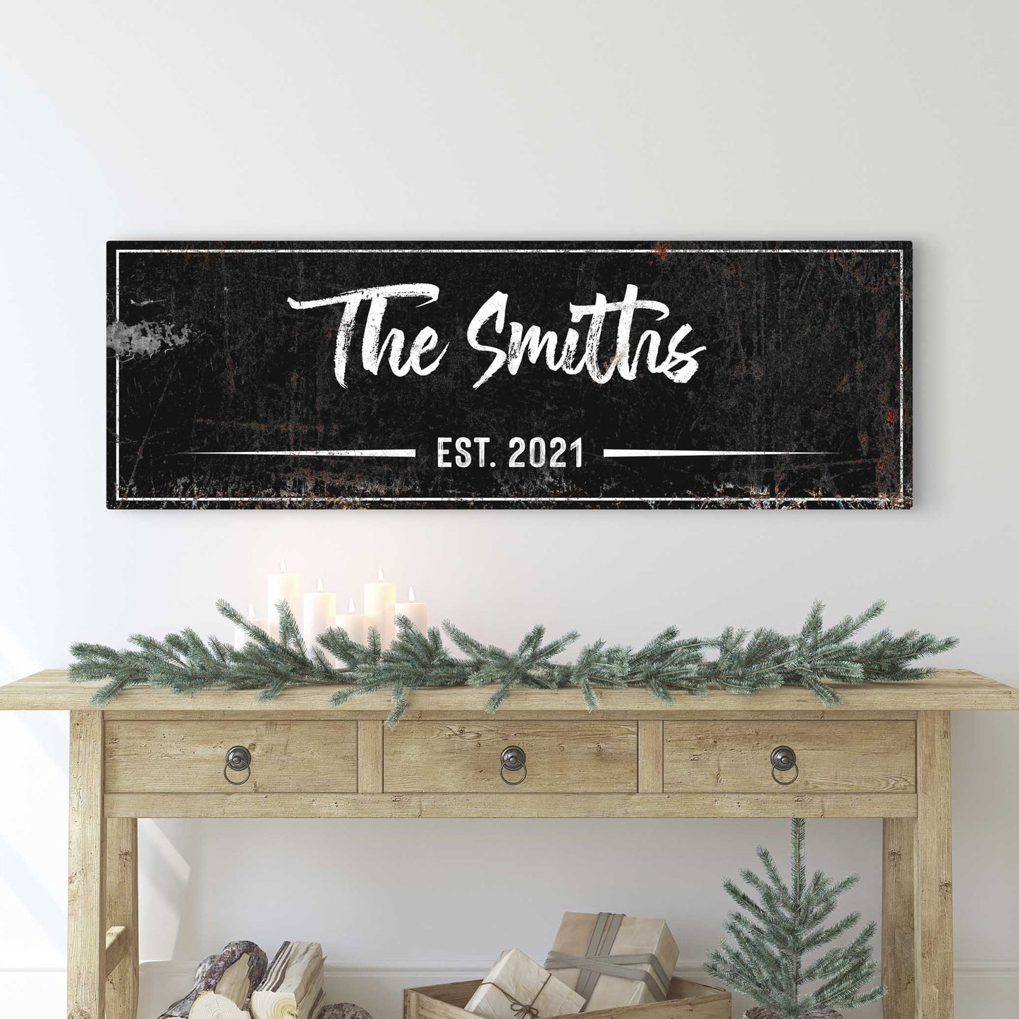 Family Rustic Name Canvas Wall Art