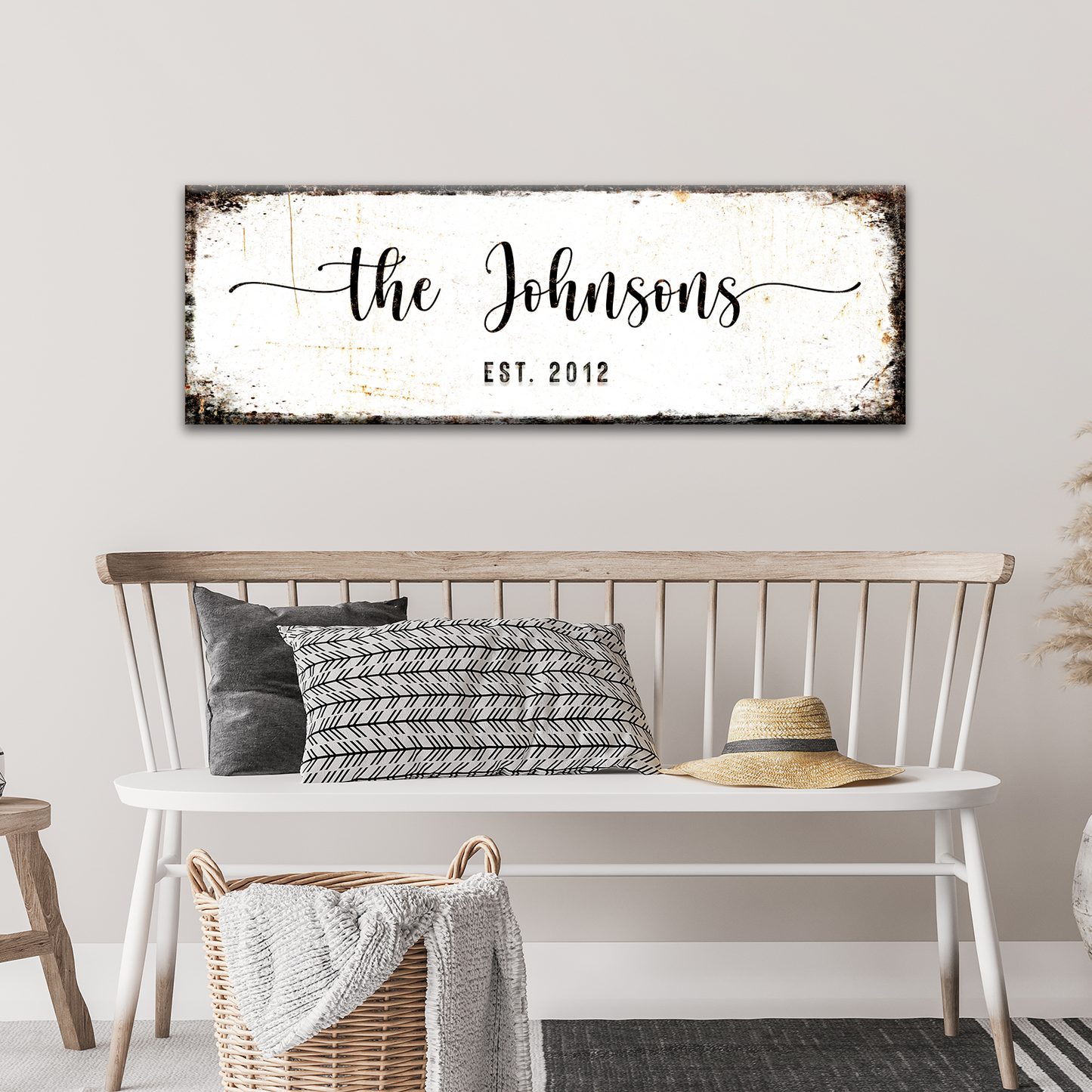 Rustic Family Name Canvas Sign