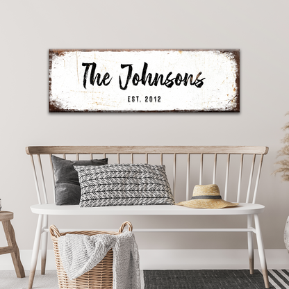 Rustic Family Name Canvas Sign