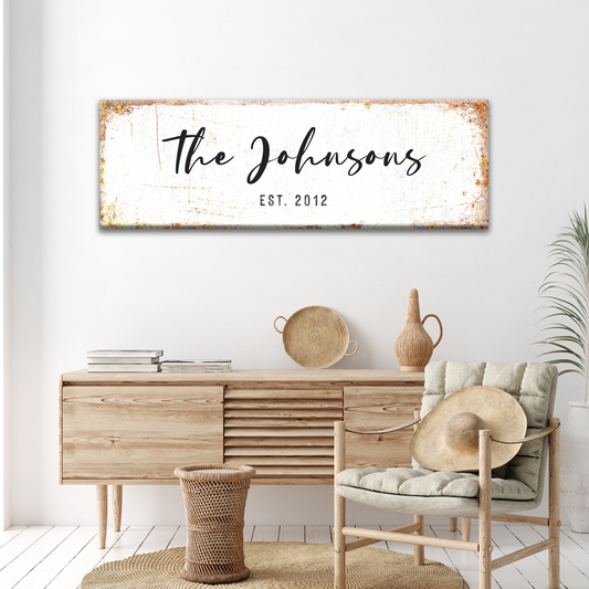 Rustic Family Name Canvas Sign
