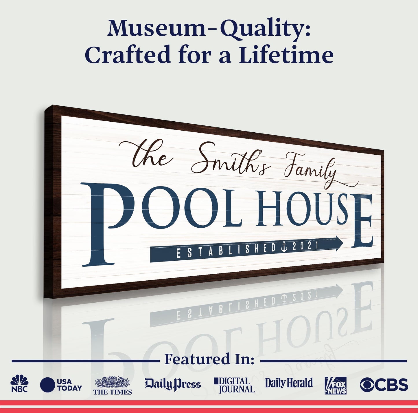 Family Pool House Personalized Canvas Sign