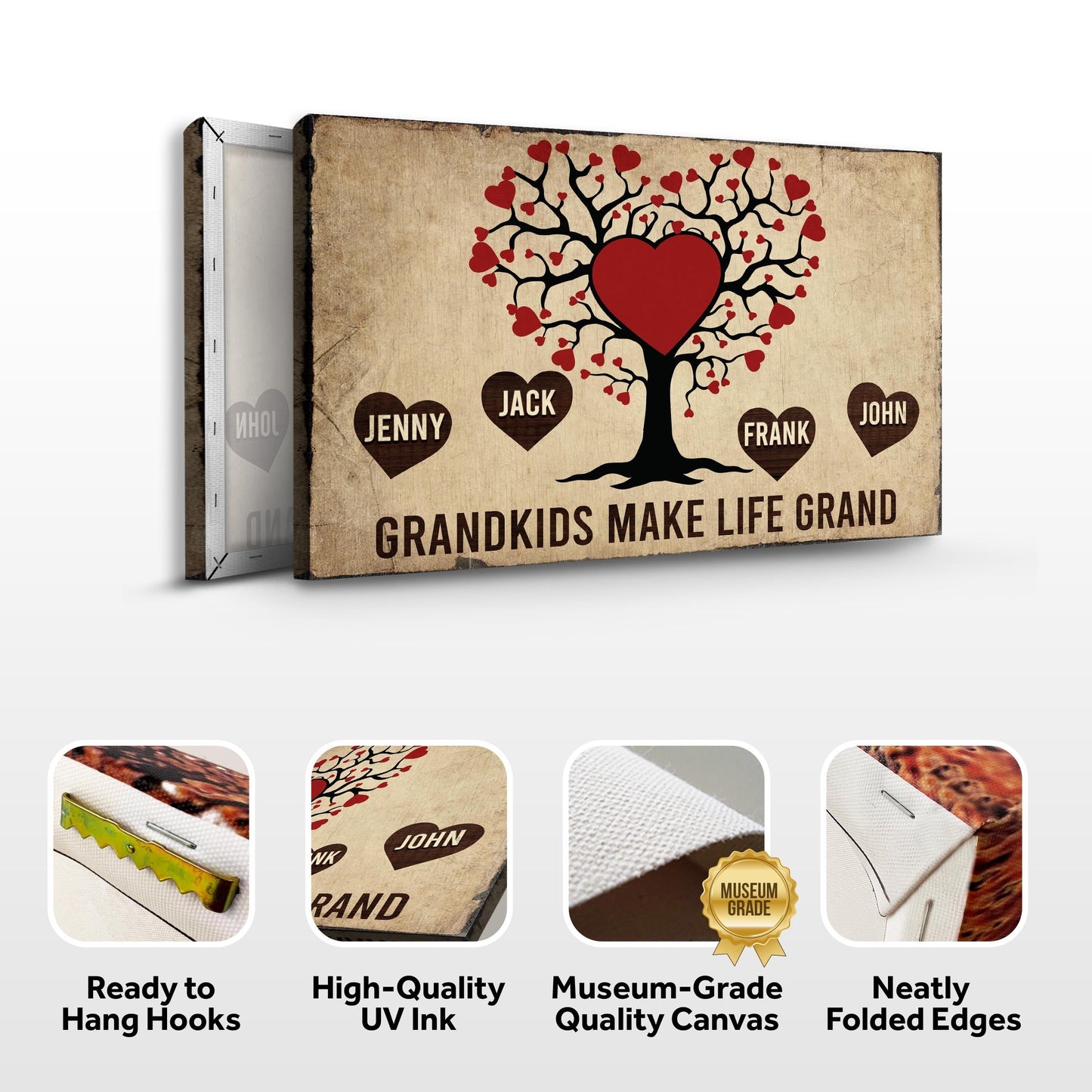 Grandkids Make Life Grand Family Canvas Sign