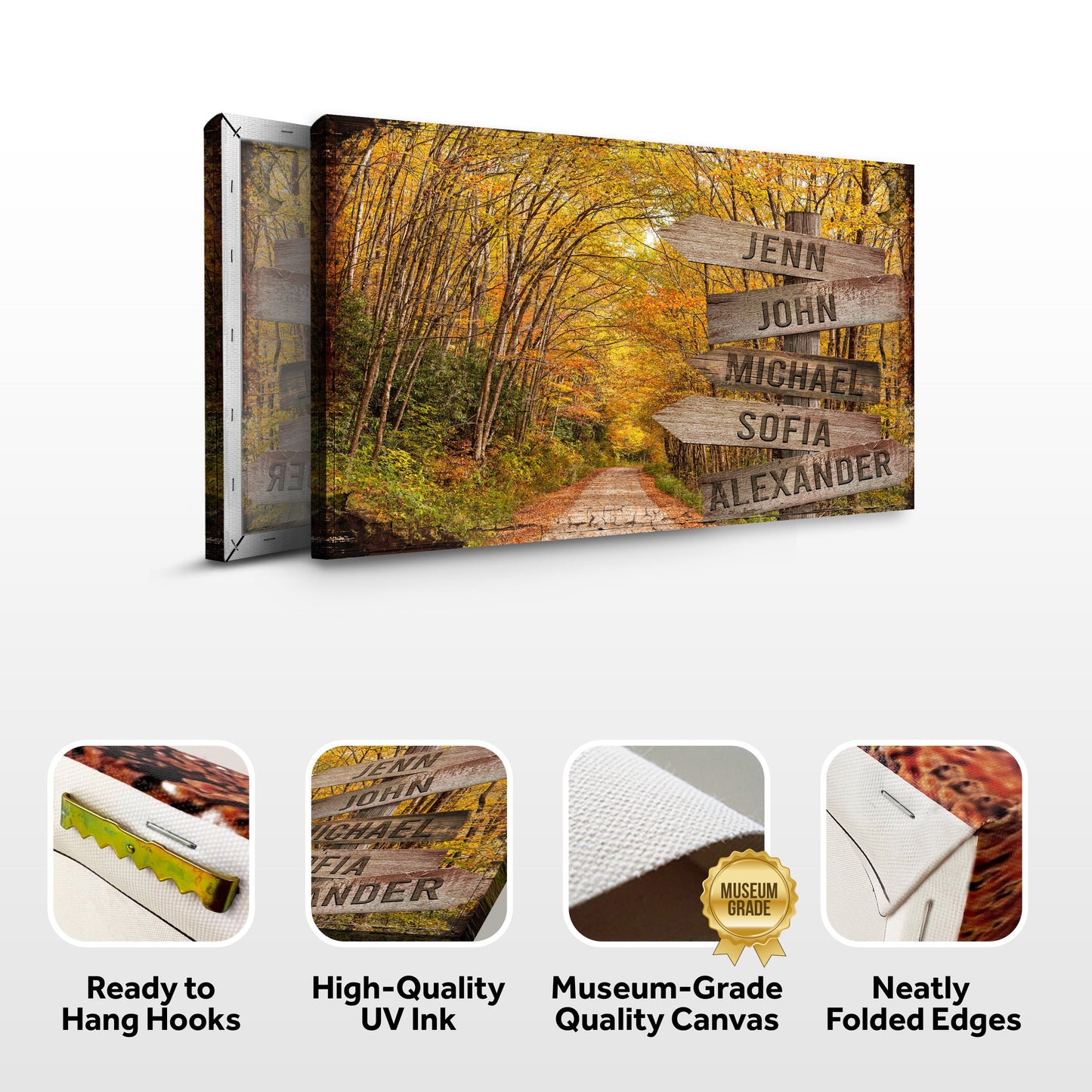 Autumn Road Family Name Canvas Sign