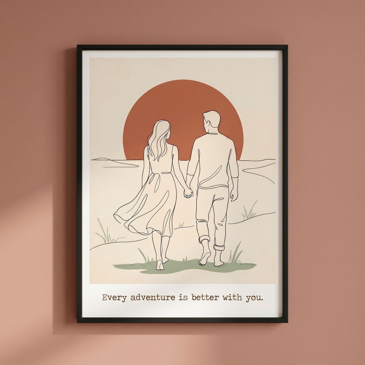 Romantic Wall Art - Couples Poster for Your Bedroom - 20x25 cm / 8x10″ - White frame / Ready-to-hang - Sparkycare