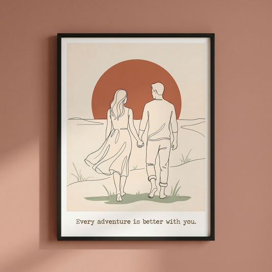 Romantic Wall Art - Couples Poster for Your Bedroom - 13x18 cm / 5x7″ - White frame / Ready-to-hang - Sparkycare