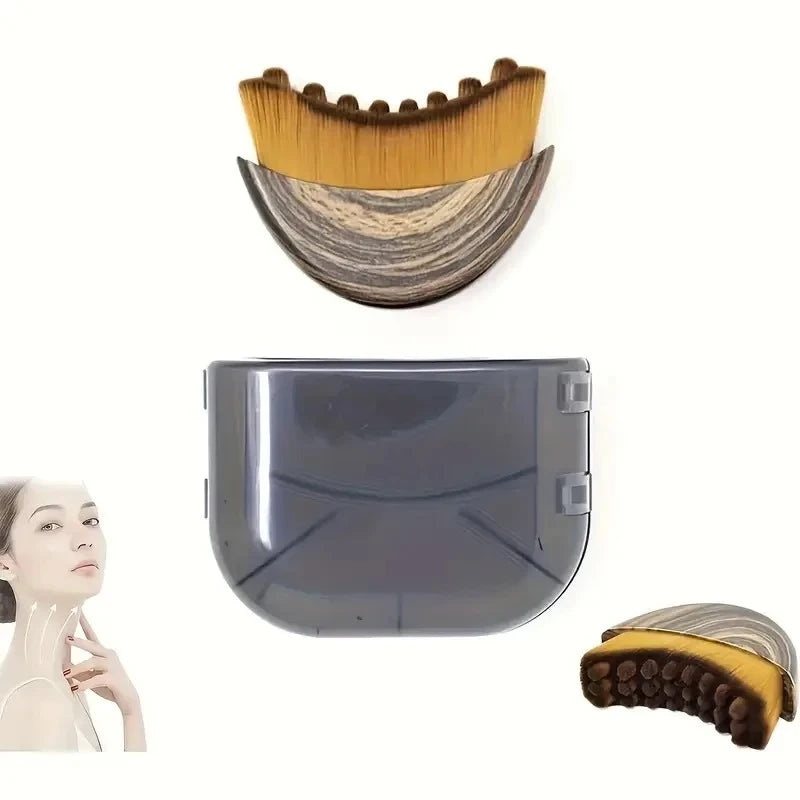 Facial lymphatic brush with storage case showing compact travel-friendly size portable beauty tool design