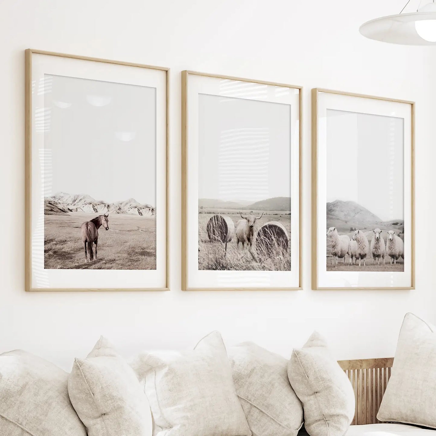 Autumn Farmhouse Wall Art Set of 3 - Fall Farm Field Prints
