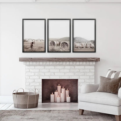 Autumn Farmhouse Wall Art Set of 3 - Fall Farm Field Prints