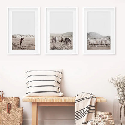 Autumn Farmhouse Wall Art Set of 3 - Fall Farm Field Prints