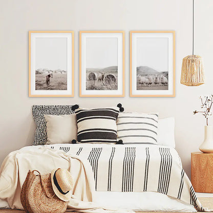 Autumn Farmhouse Wall Art Set of 3 - Fall Farm Field Prints