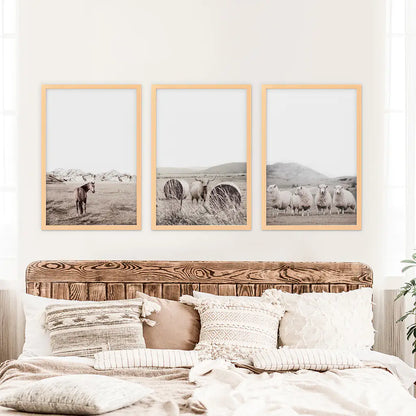 Autumn Farmhouse Wall Art Set of 3 - Fall Farm Field Prints