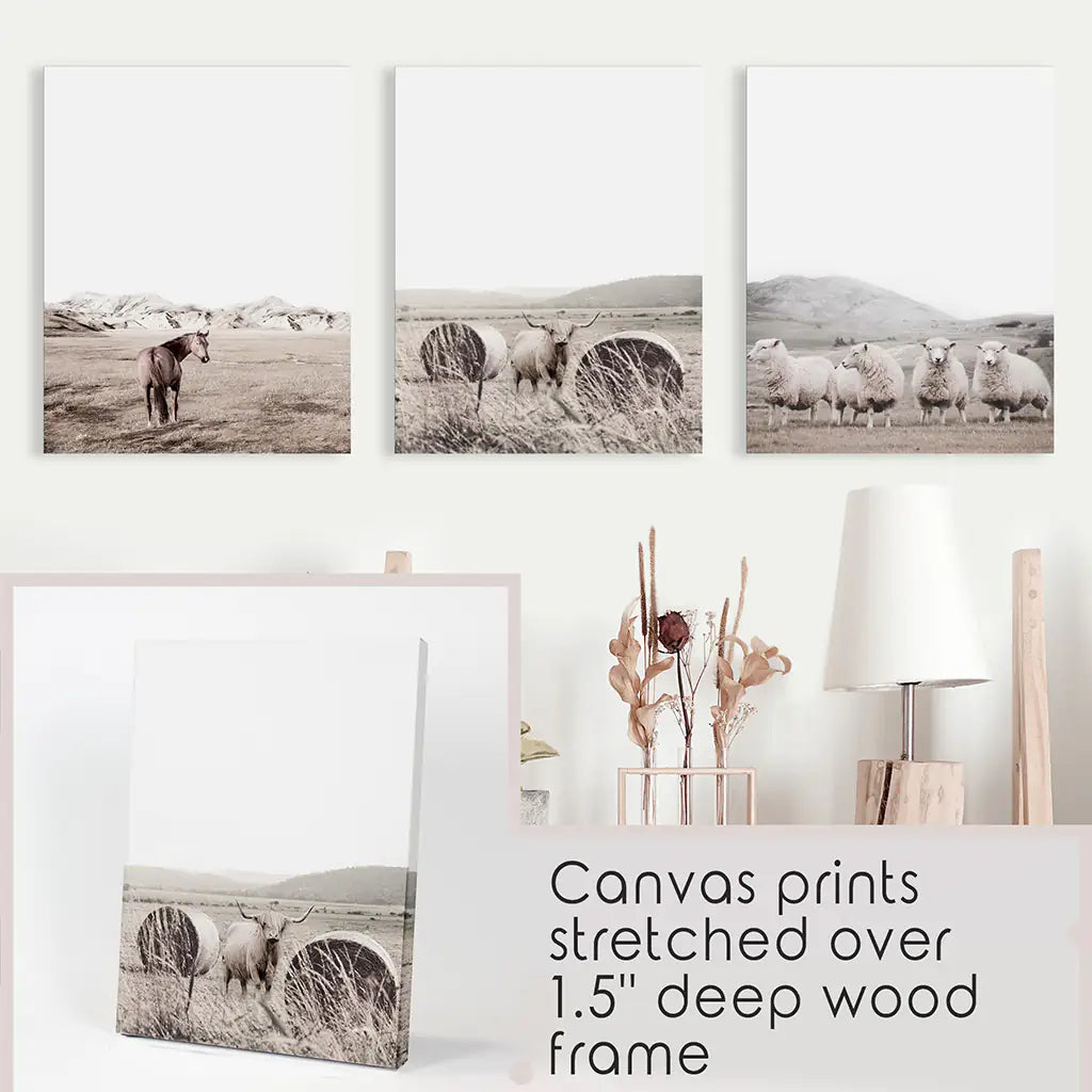 Autumn Farmhouse Wall Art Set of 3 - Fall Farm Field Prints