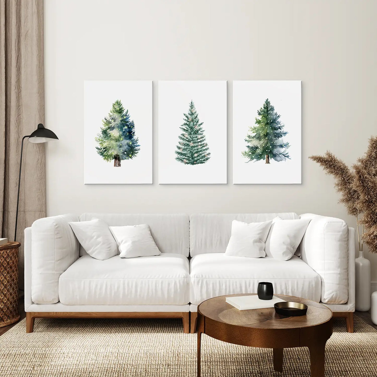 Watercolor Christmas Tree Wall Art Set of 3 Prints