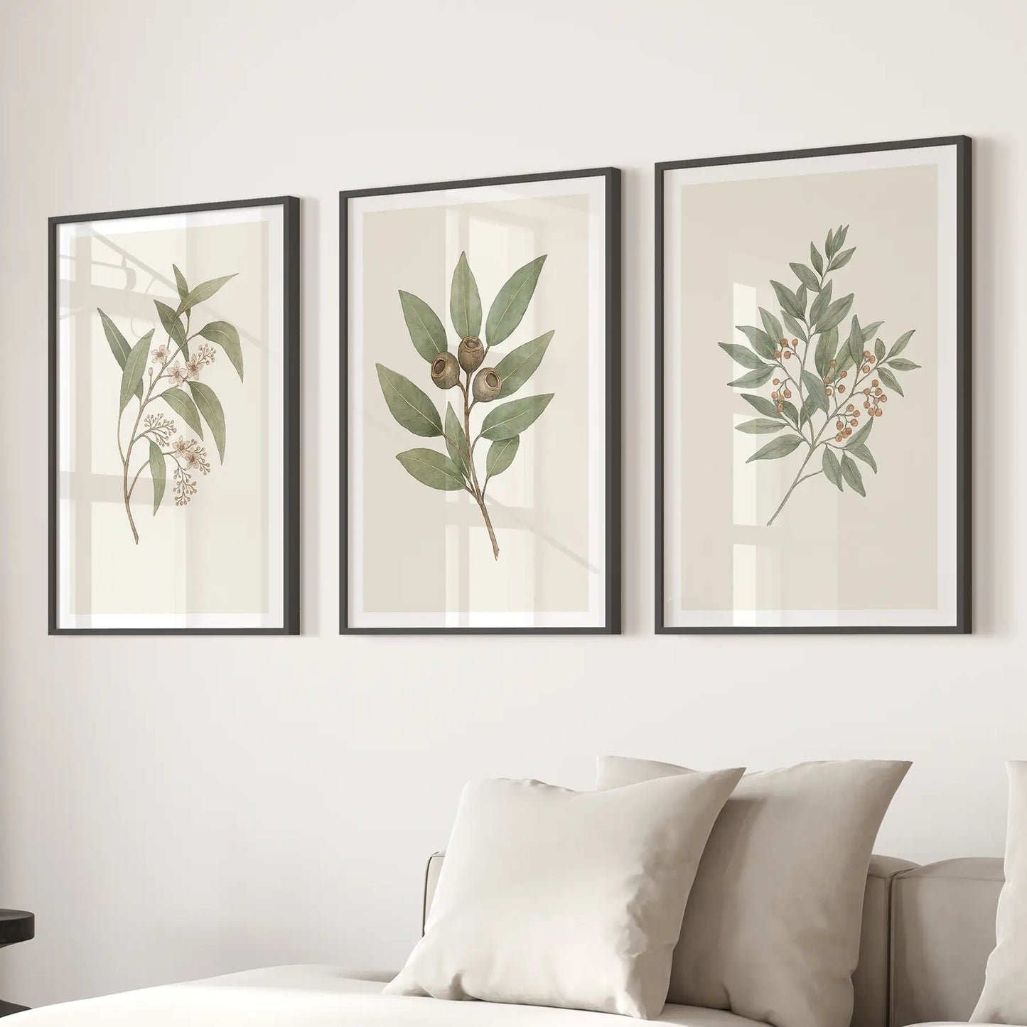 Vintage Neutral Botanical Gallery Wall Art Set of 3
