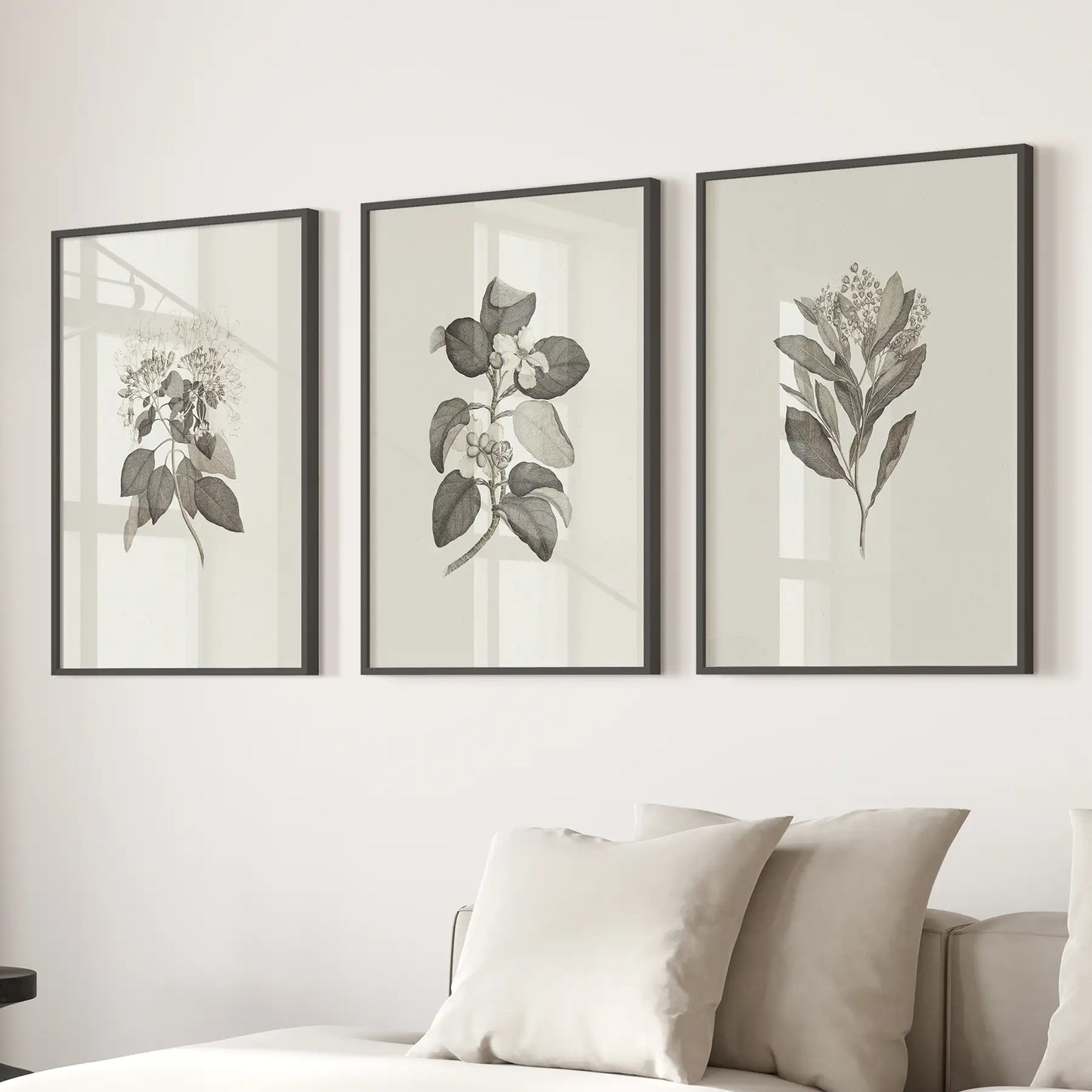 Antique Floral 3 Piece Wall Art Print Set