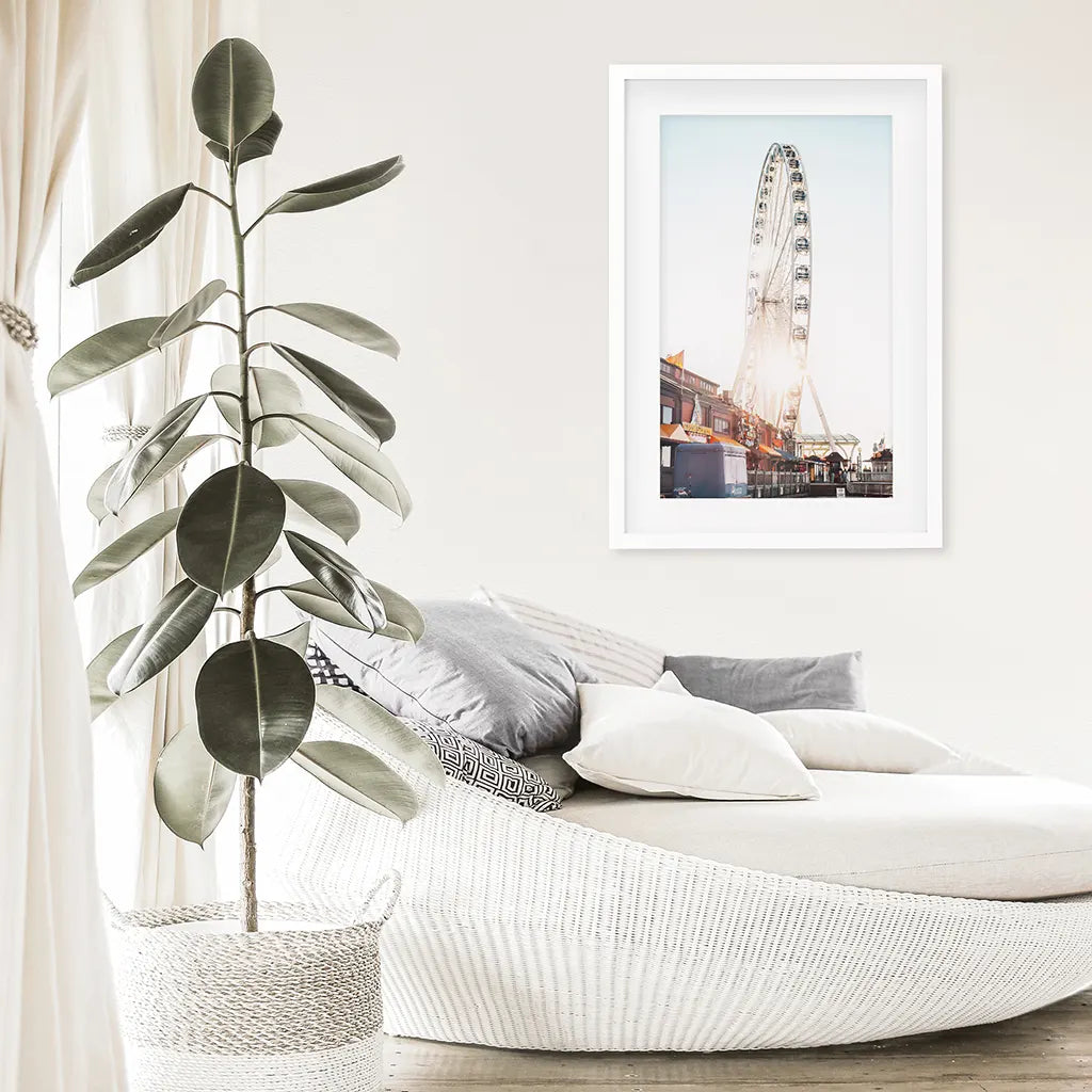 Ferris Wheel Print - Summer Beach Coastal Wall Art
