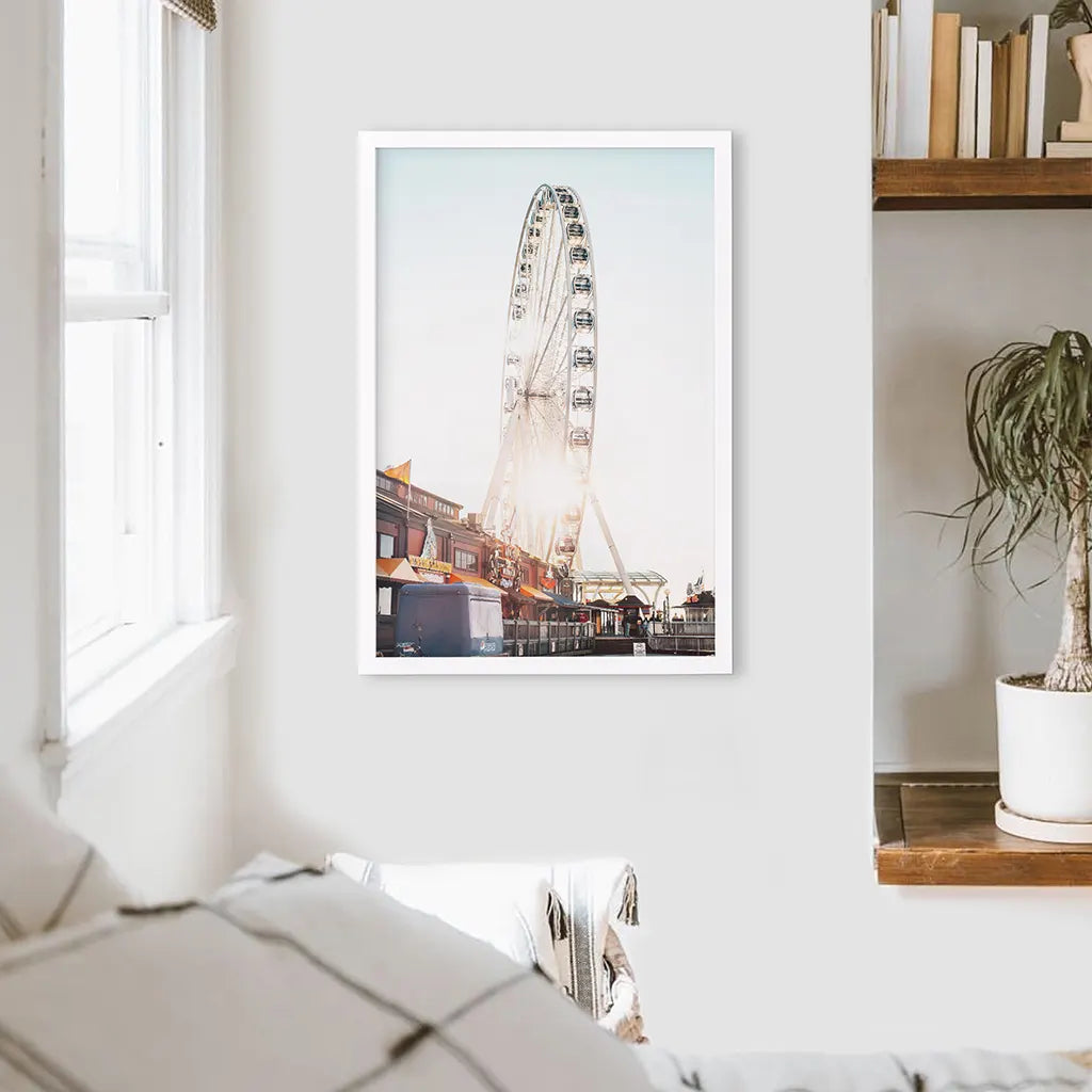 Ferris Wheel Print - Summer Beach Coastal Wall Art