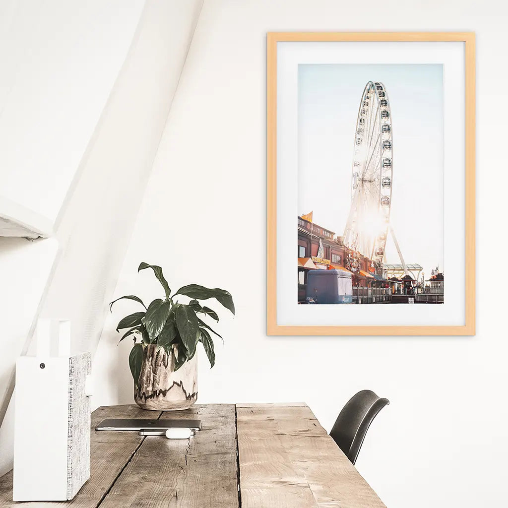 Ferris Wheel Print - Summer Beach Coastal Wall Art