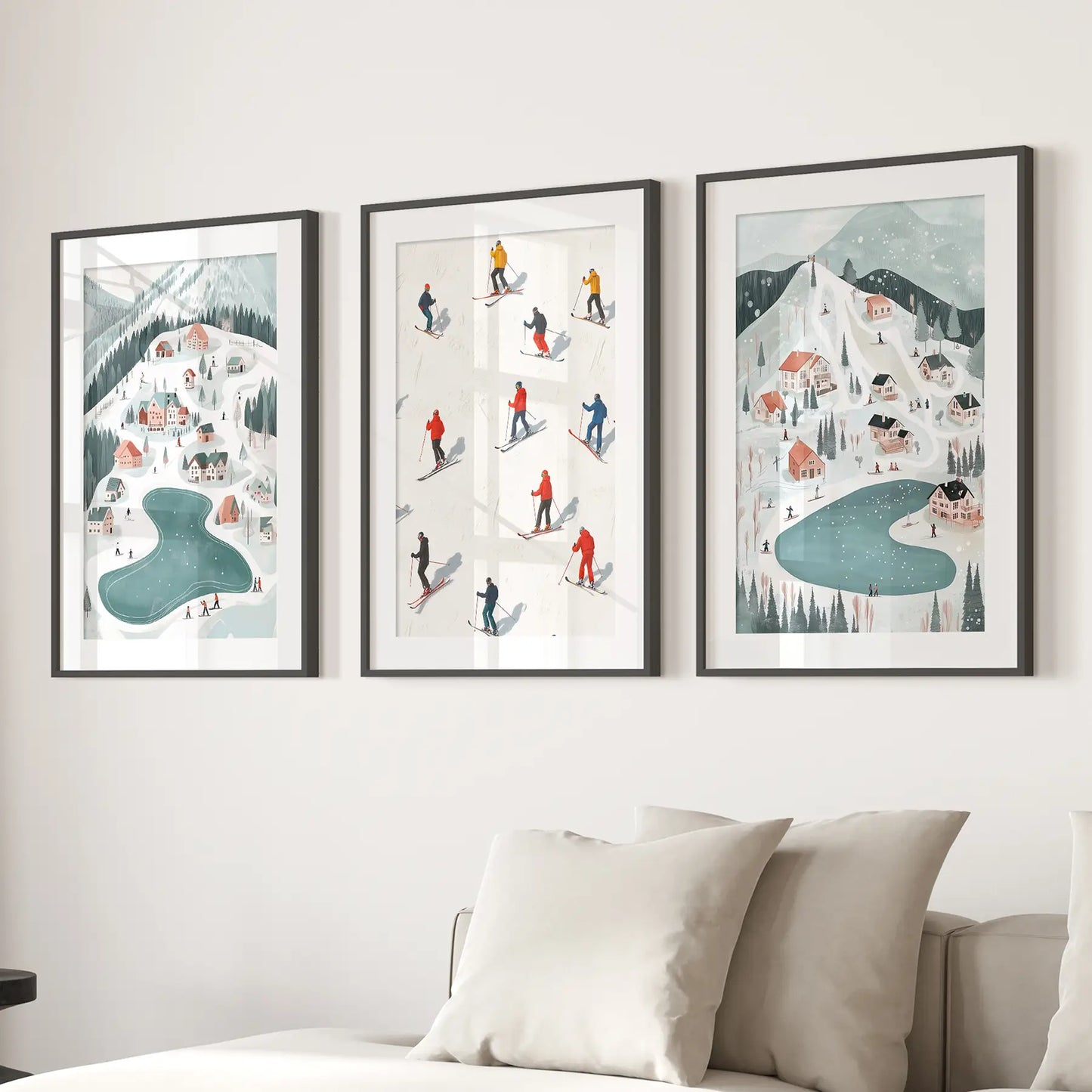 Christmas Village Holiday Wall Art Print Set