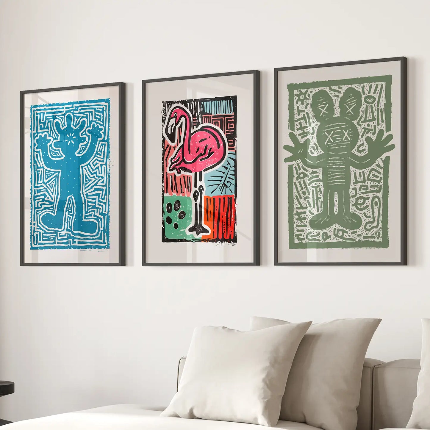 Colorful Groovy Wall Art Set of 3 Trendy Retro Prints