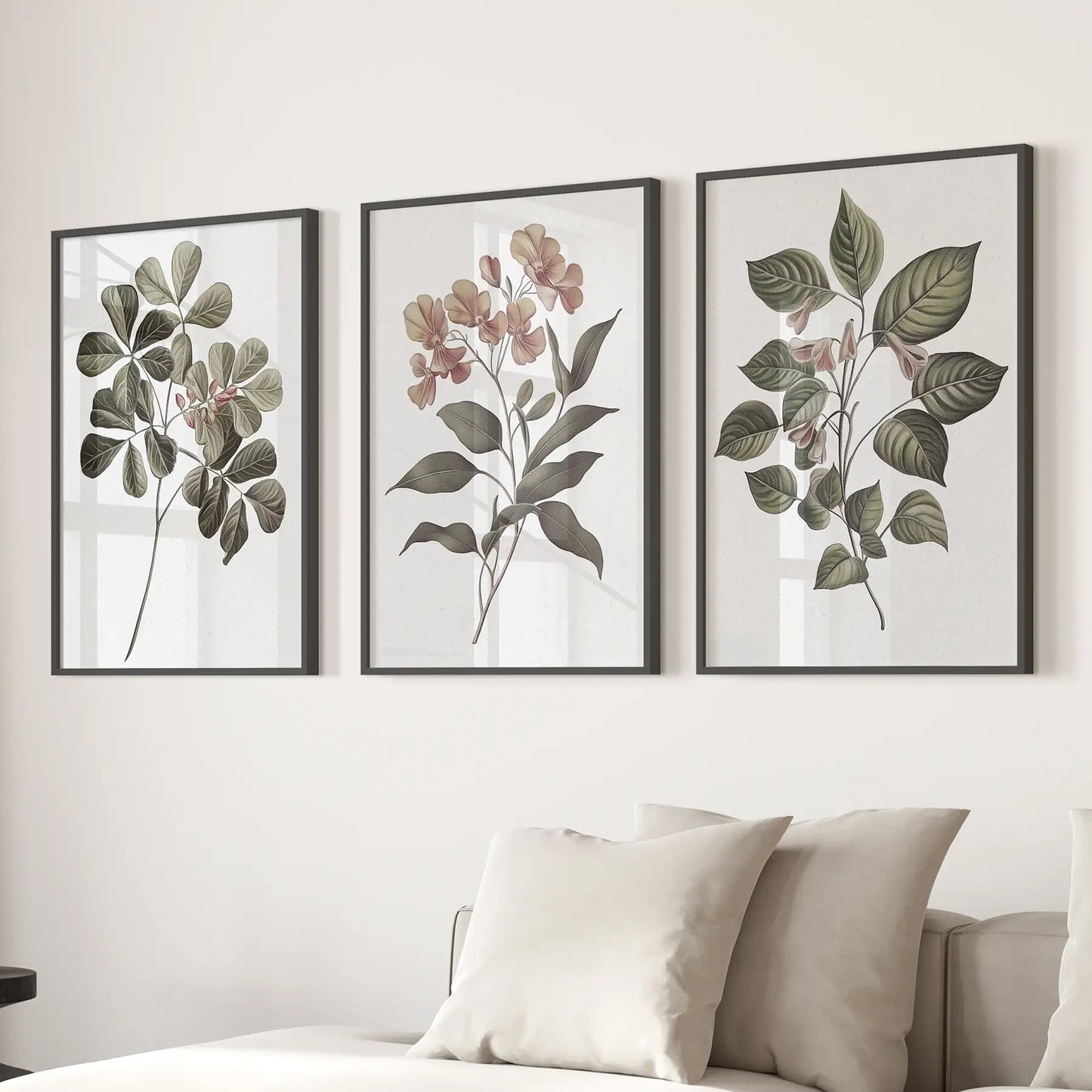 Rustic Botanical Vintage Flowers Wall Art Set