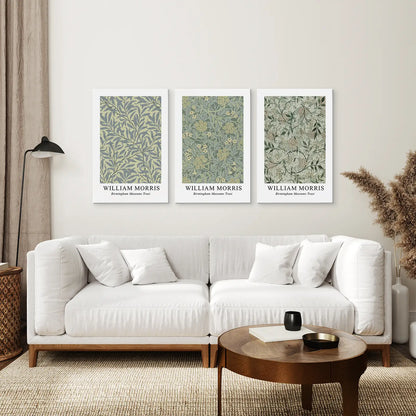 Large Floral Pattern Wall Art Set of 3 Vintage Prints