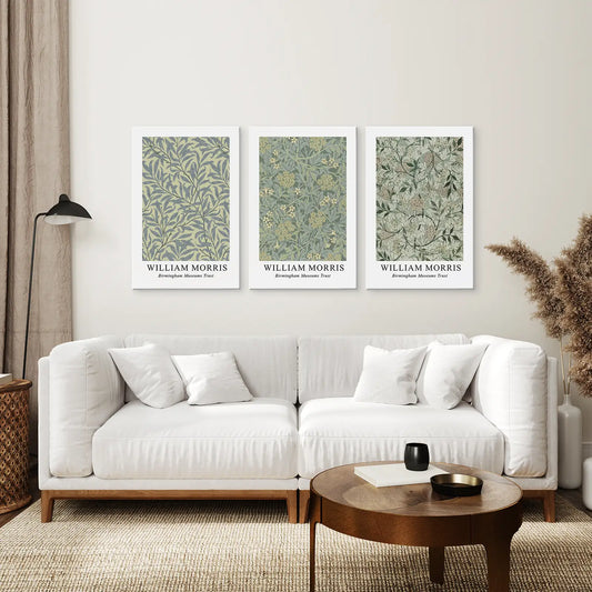 Large Floral Pattern Wall Art Set of 3 Vintage Prints