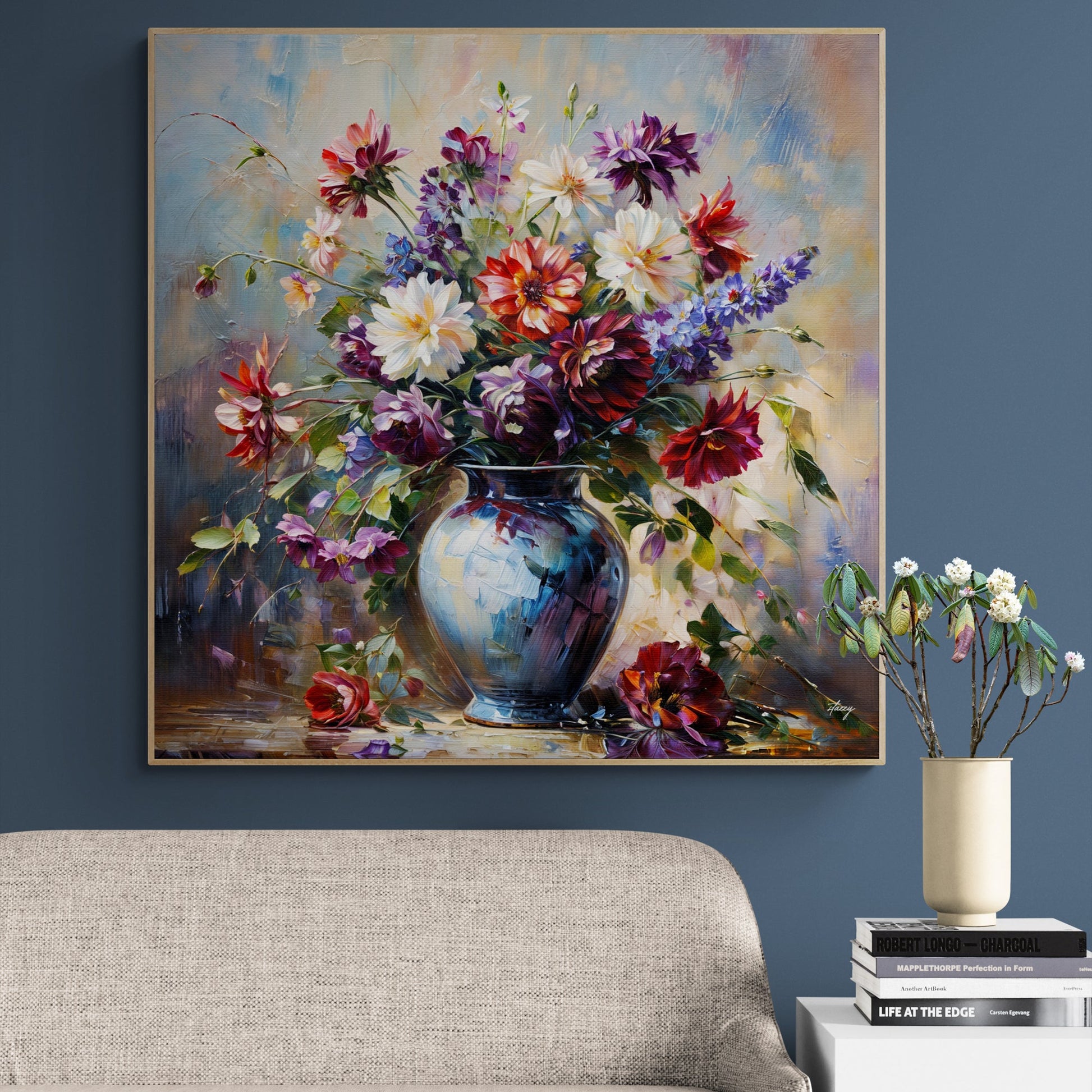 Flore Symphony floral bouquet canvas wall art in vivid colors