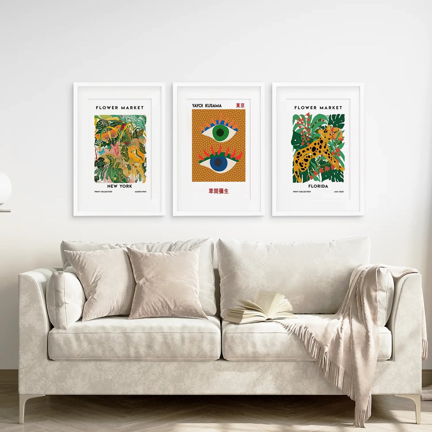 Modern Abstract Flower Marker Wall Art Set of 3