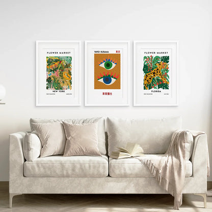 Modern Abstract Flower Marker Wall Art Set of 3