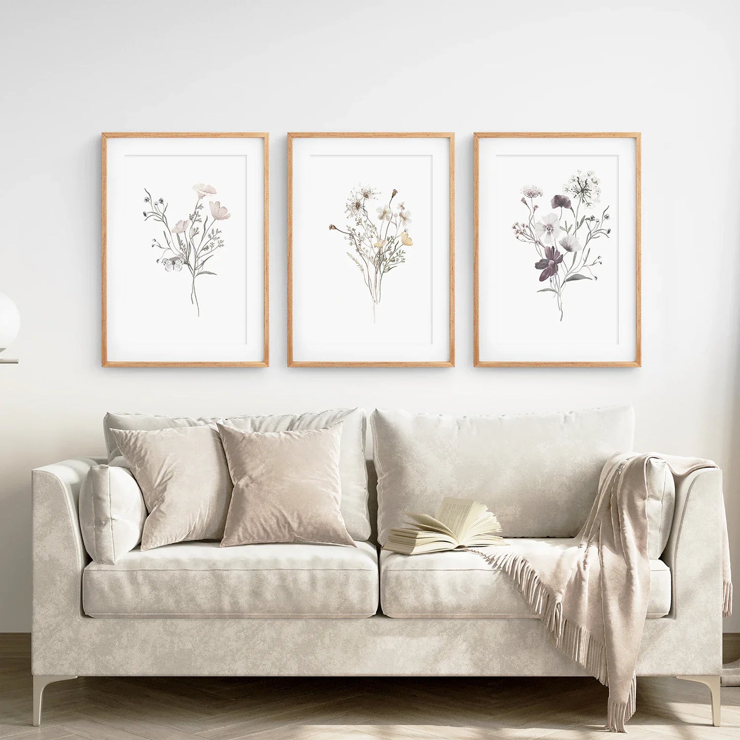 Watercolor Floral Wall Art Set of 3, Dark Botanical Prints