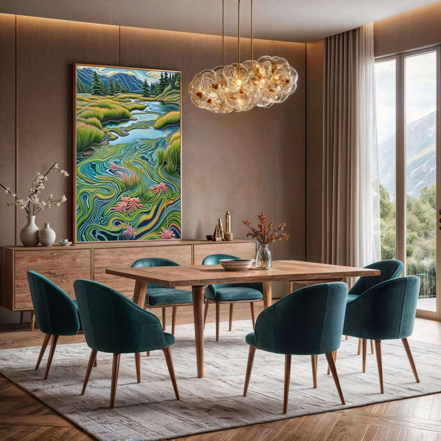 Flowing Serenity River Landscape Canvas Wall Art