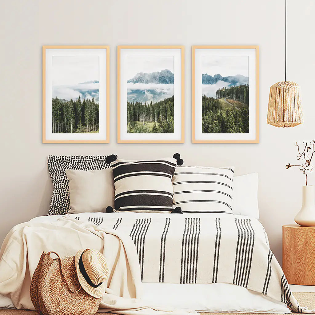 Pine Forest Blue Mountains Wall Art, 3 Piece Set