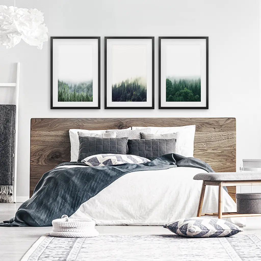 Nordic Forest Wall Art Set of 3. Minimalist Tree Photography