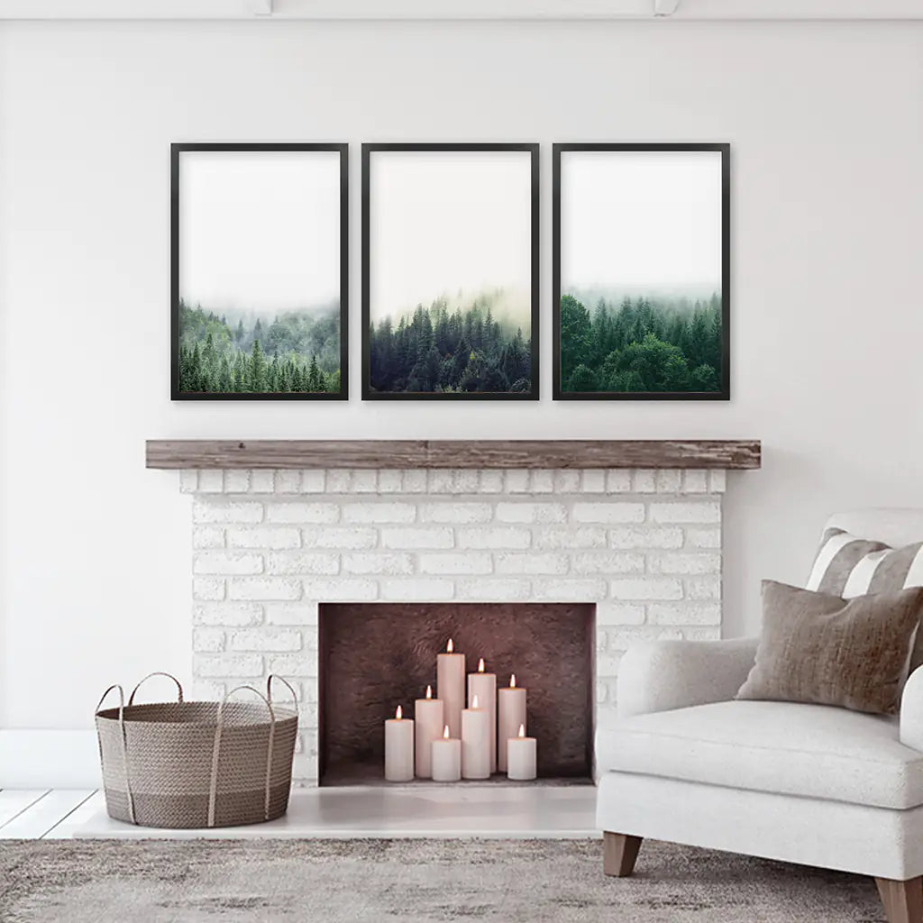 Nordic Forest Wall Art Set of 3. Minimalist Tree Photography