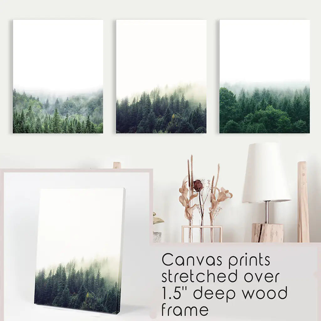 Nordic Forest Wall Art Set of 3. Minimalist Tree Photography