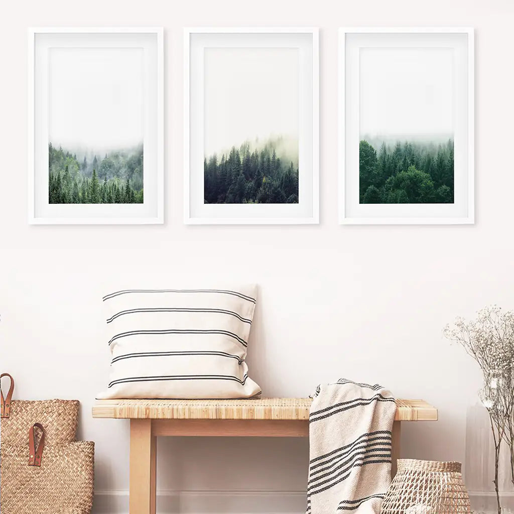 Nordic Forest Wall Art Set of 3. Minimalist Tree Photography