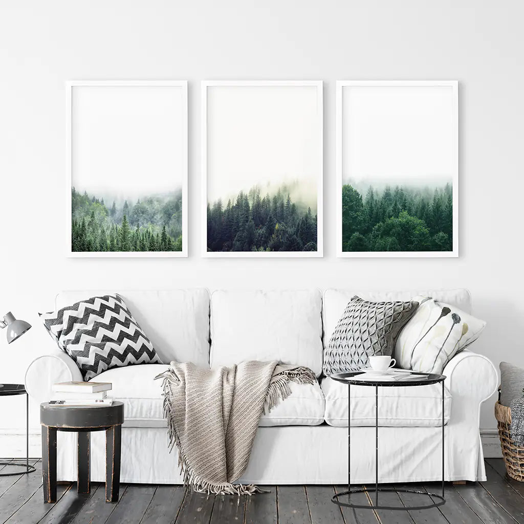 Nordic Forest Wall Art Set of 3. Minimalist Tree Photography