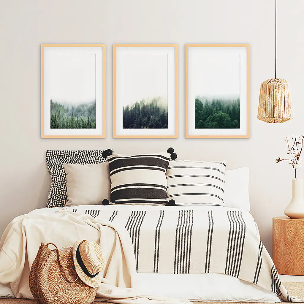 Nordic Forest Wall Art Set of 3. Minimalist Tree Photography