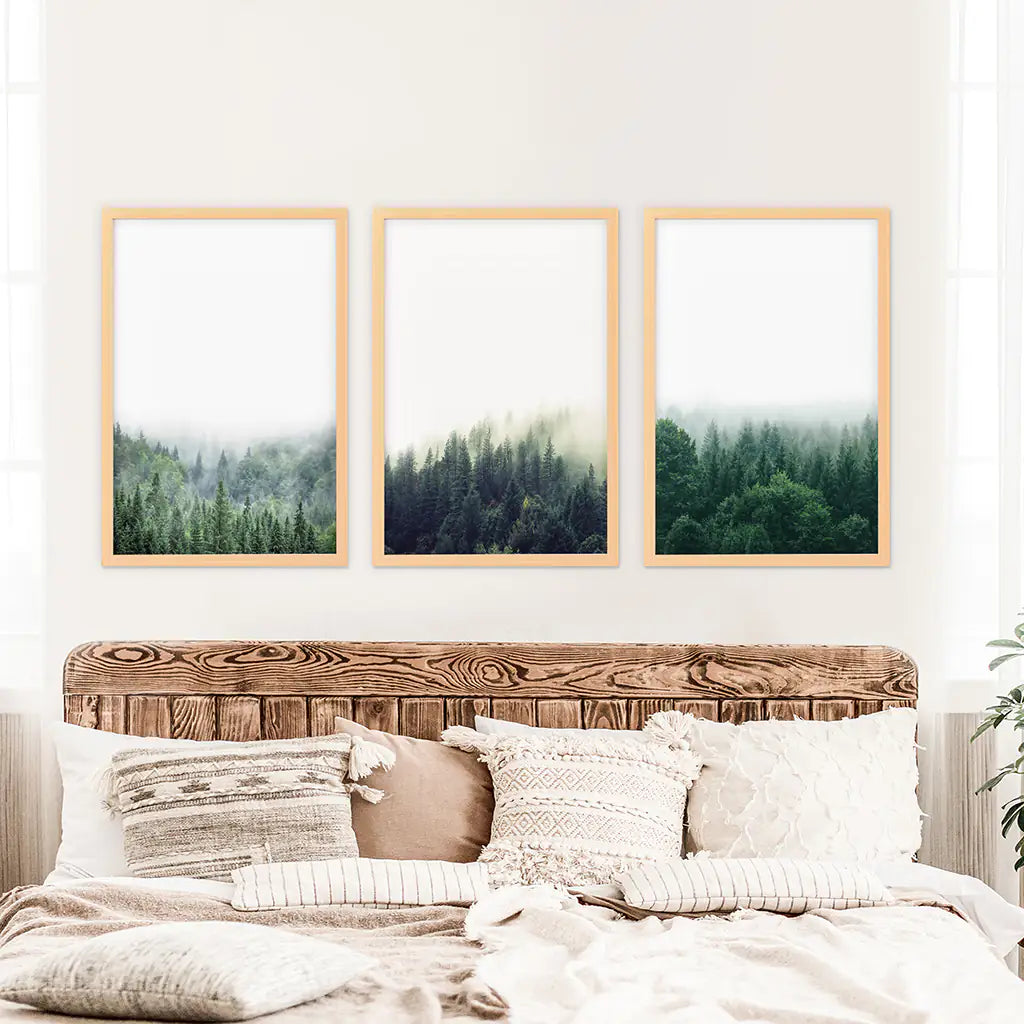 Nordic Forest Wall Art Set of 3. Minimalist Tree Photography