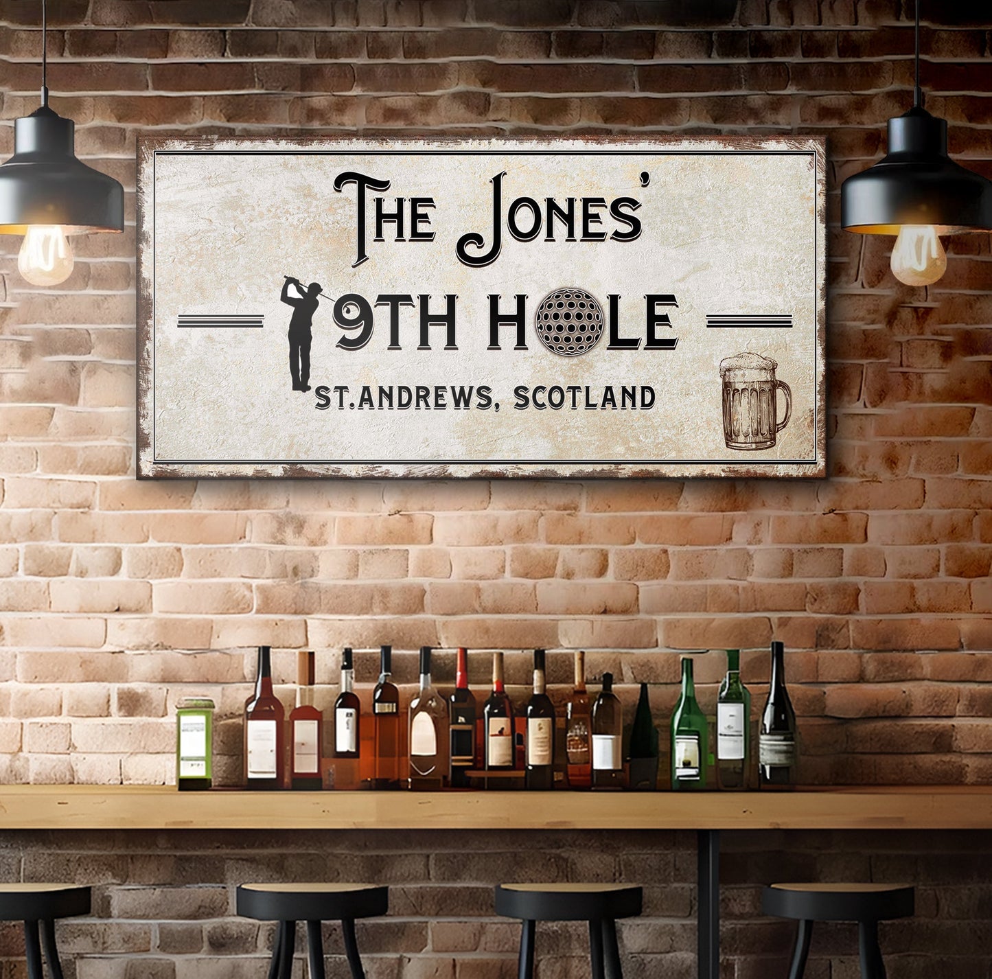 19th Hole Golf Personalized Canvas Sign