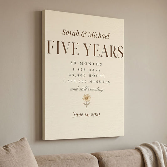 Personalized 5 Year Anniversary Canvas
